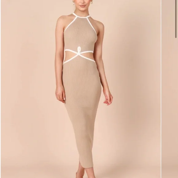 Petal & Pup Dresses | Petal And Pup Stasia Cutout Ribbed Maxi Dress - Beige | Color: Brown/Tan | Size: M | Annmcguire241's Closet